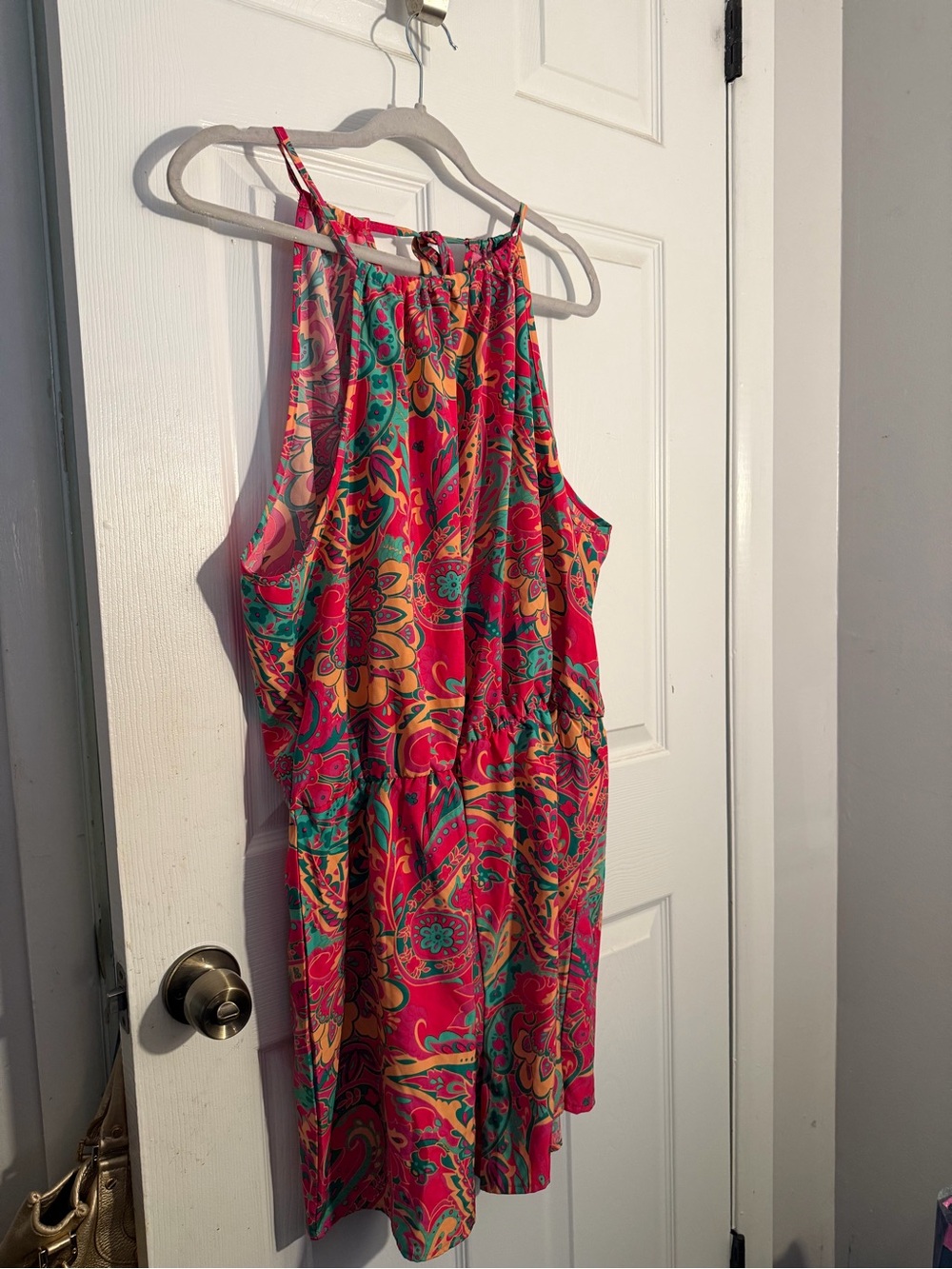 SHEIN Bright Multi-Color Paisley Halter Romper
